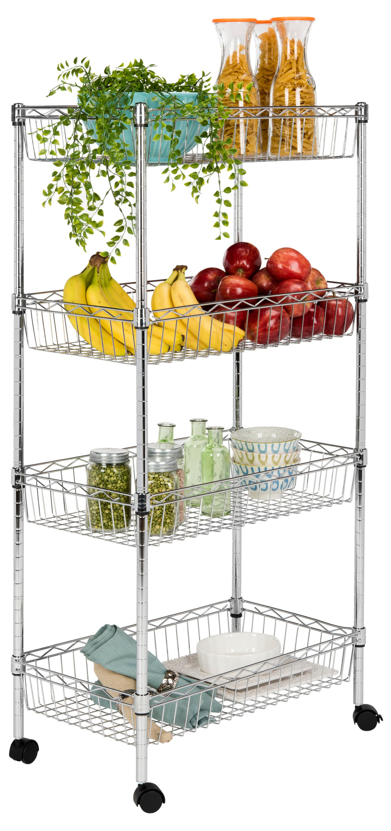 Jonathan Y Grove 4-Shelf 47" Basket Rack with Casters