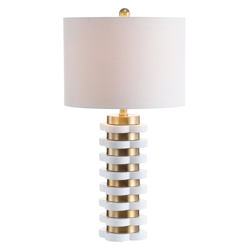 Jonathan Y Wellington 26.5" Quatrefoil Striped Resin LED Table Lamp