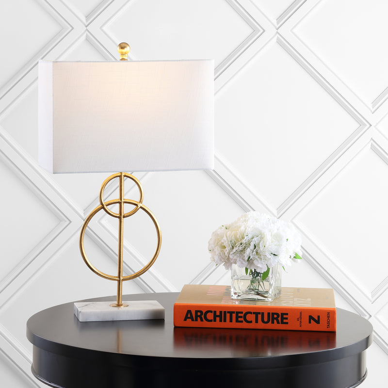 Jonathan Y Haines 26" Modern Circle Marble/Metal LED Table Lamp