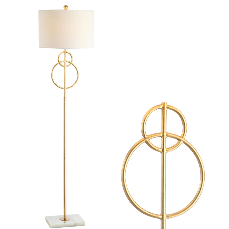 Jonathan Y Haines 60" Modern Circle Marble/Metal LED Floor Lamp