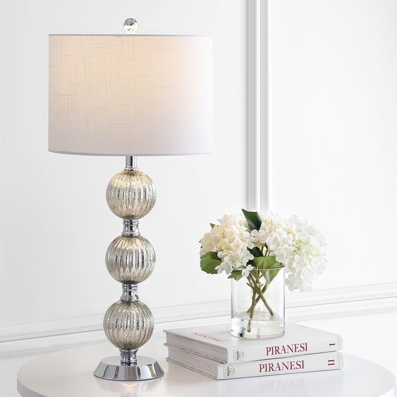 Jonathan Y Rita 30.5" Silvered Orbs Glass/Metal LED Table Lamp