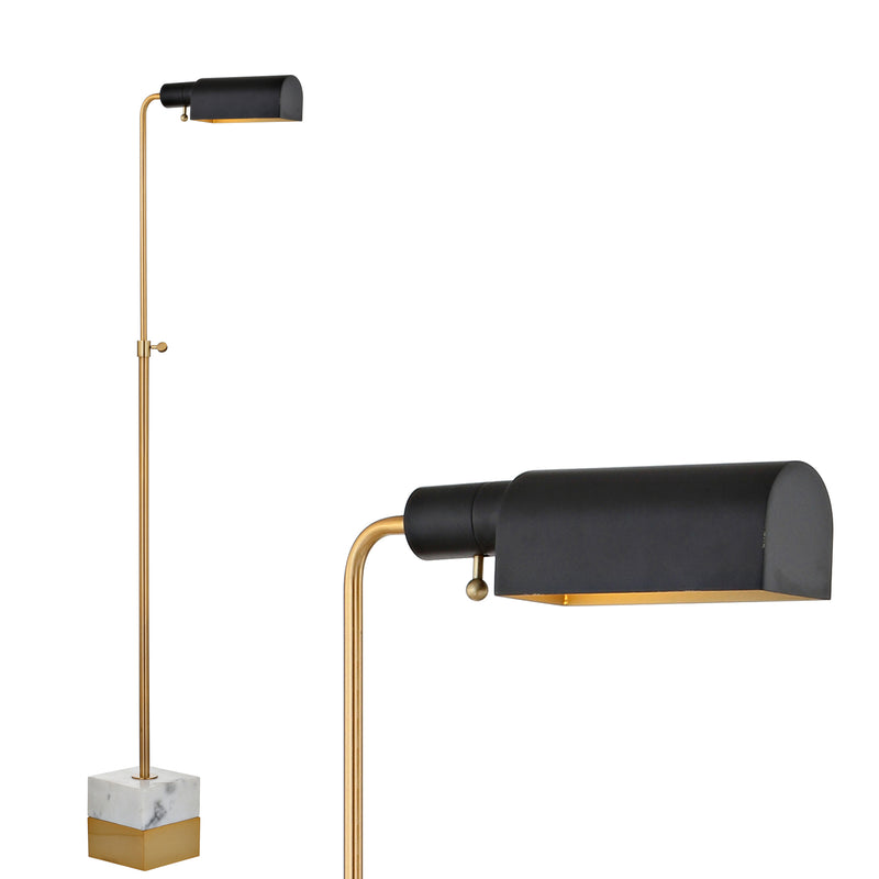 Jonathan Y Iva 56.5" Adjustable Brass Library LED Floor Lamp