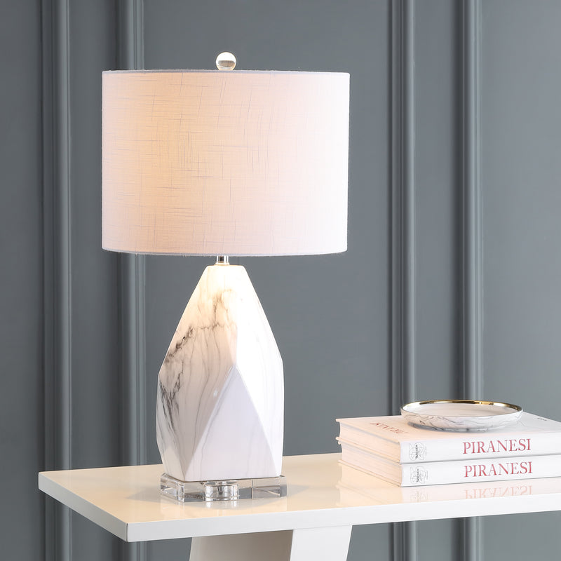 Jonathan Y Oslo 25.5" Ceramic Marble/Crystal LED Table Lamp