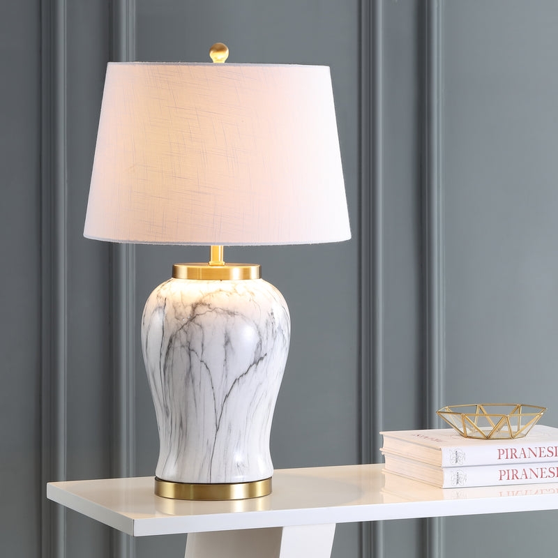 Jonathan Y Prague 28" Ceramic Marble LED Table Lamp