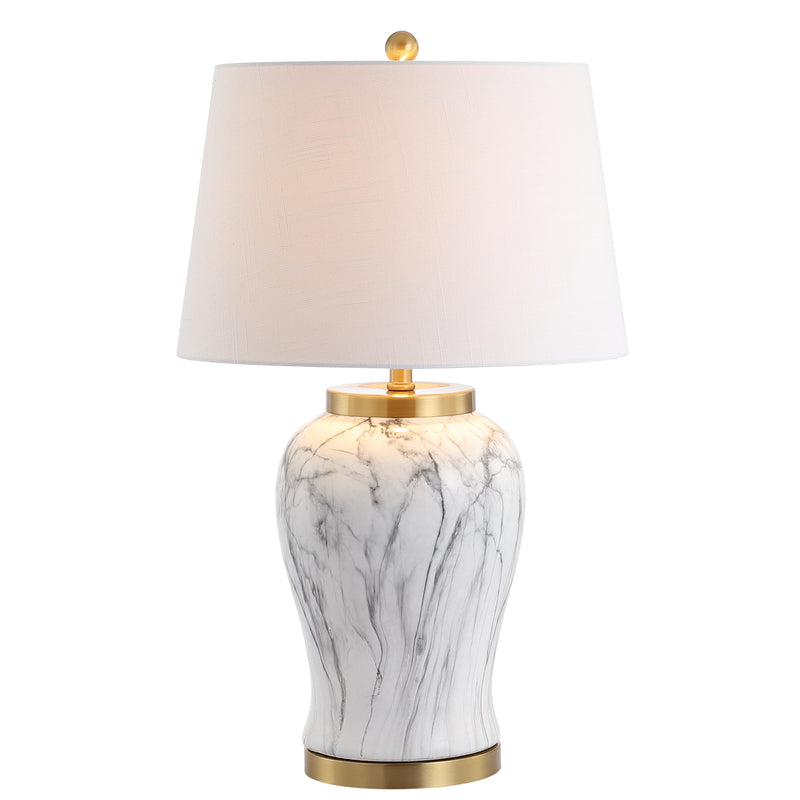 Jonathan Y Prague 28" Ceramic Marble LED Table Lamp