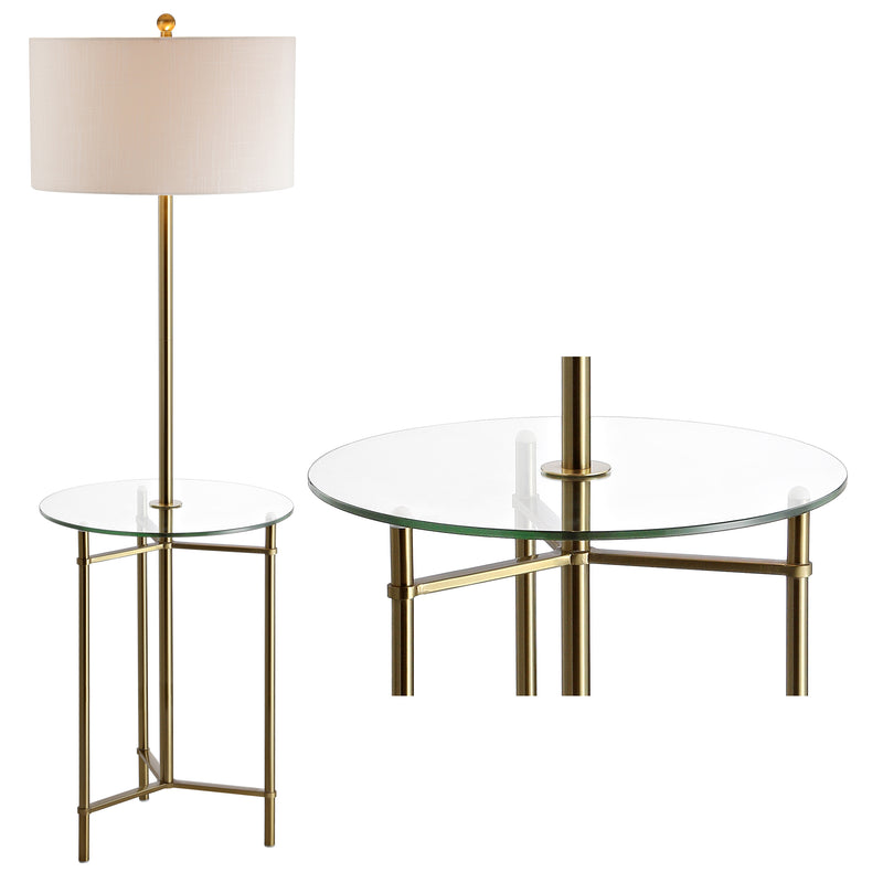 Jonathan Y Charles 59" Metal/Glass LED Side Table and Floor Lamp