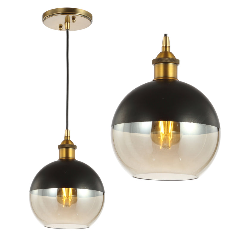 Jonathan Y Nixon 7.5" Adjustable Drop Globe Metal/Glass LED Pendant
