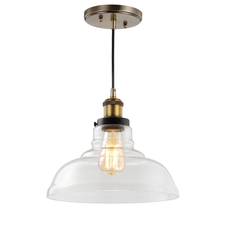 Jonathan Y Litchfield 11" Farmhouse Metal/Glass LED Pendant