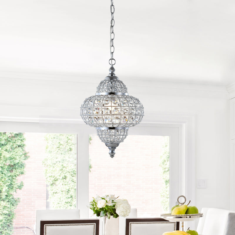 Jonathan Y Juliette 12" Crystal/Metal LED Chandelier Pendant