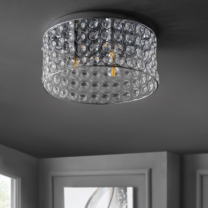 Jonathan Y Ellen 15" 3-Light Crystal/Metal LED Flush Mount