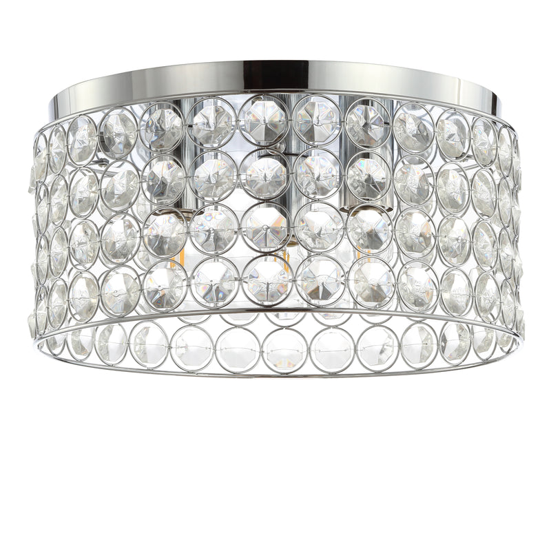 Jonathan Y Ellen 15" 3-Light Crystal/Metal LED Flush Mount