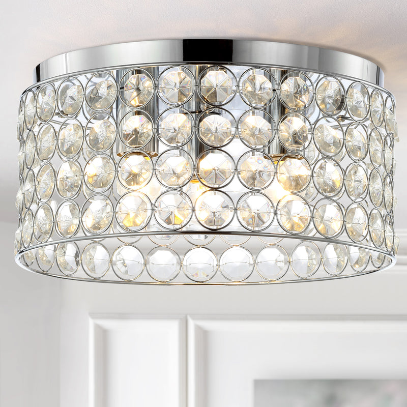 Jonathan Y Ellen 15" 3-Light Crystal/Metal LED Flush Mount