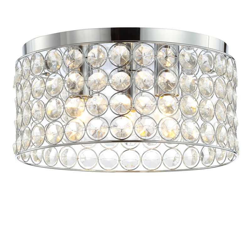 Jonathan Y Ellen 15" 3-Light Crystal/Metal LED Flush Mount