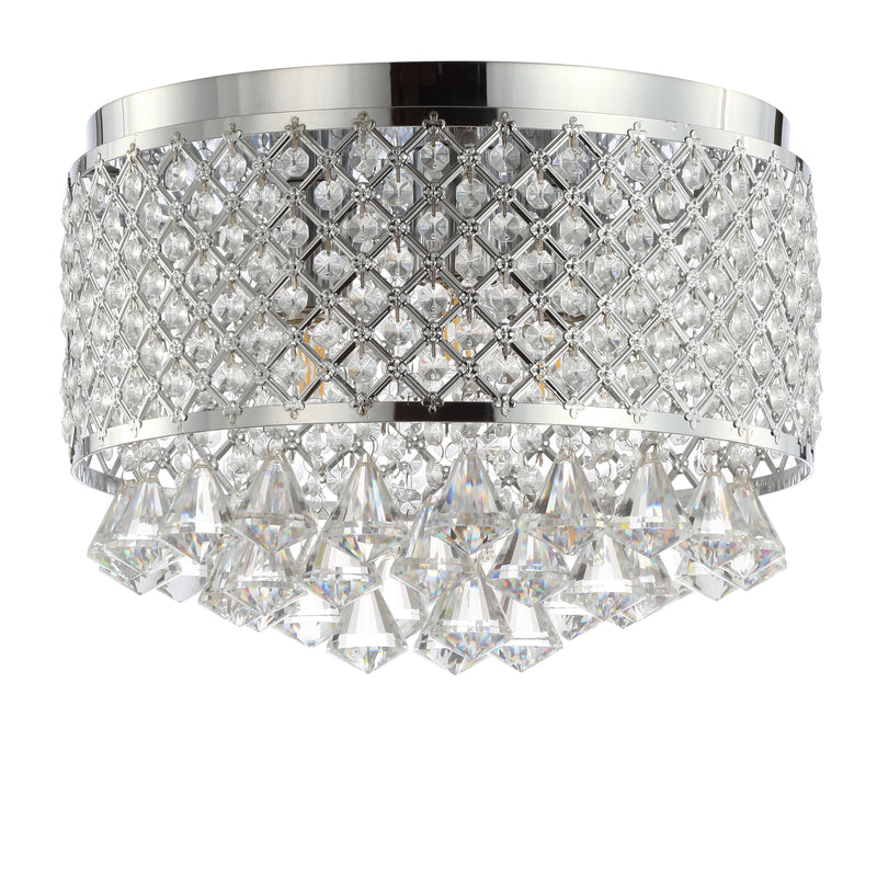 Jonathan Y Evelyn 14.7" 3-Light Crystal Drops/Metal LED Flush Mount