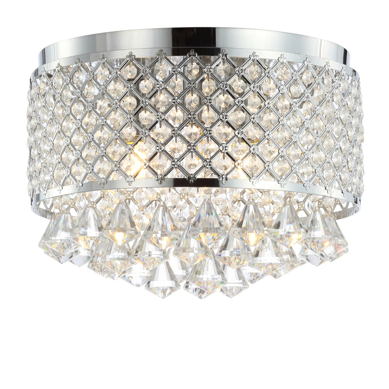 Jonathan Y Evelyn 14.7" 3-Light Crystal Drops/Metal LED Flush Mount