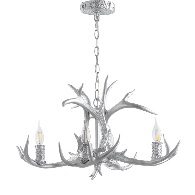 Jonathan Y Eldora 26" Adjustable Resin Antler 4-Light LED Chandelier