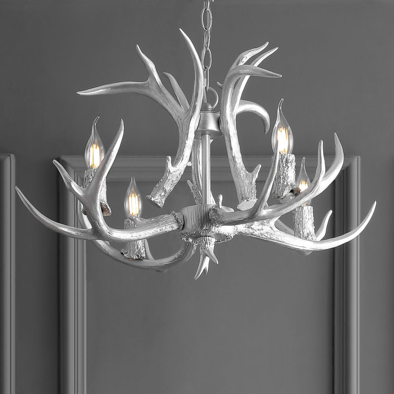 Jonathan Y Eldora 26" Adjustable Resin Antler 4-Light LED Chandelier