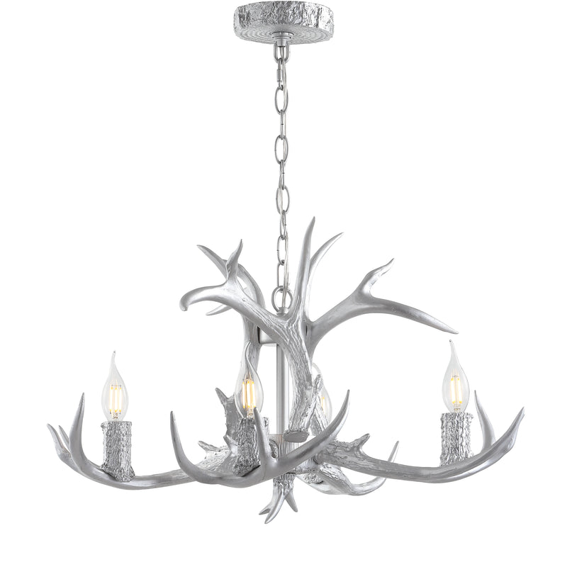 Jonathan Y Eldora 26" Adjustable Resin Antler 4-Light LED Chandelier