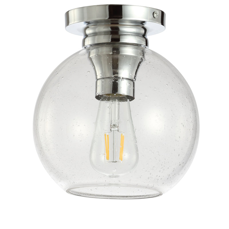 Jonathan Y Atlas 7.75" Metal/Bubbled Glass LED Flush Mount