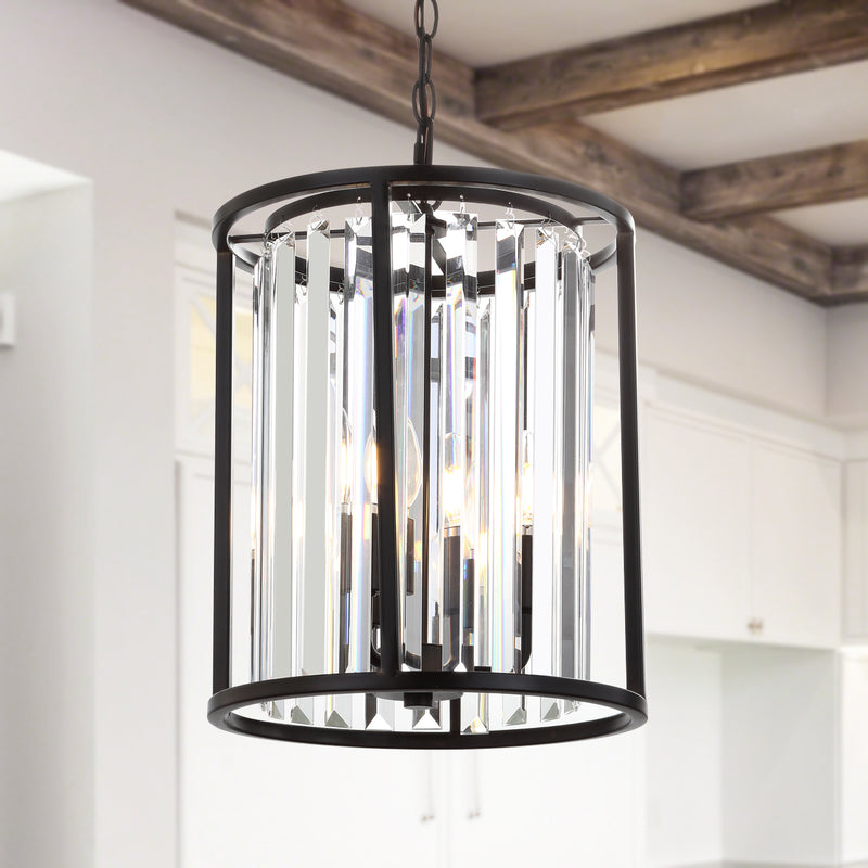 Jonathan Y Bevin 16" Metal/Crystal LED Pendant