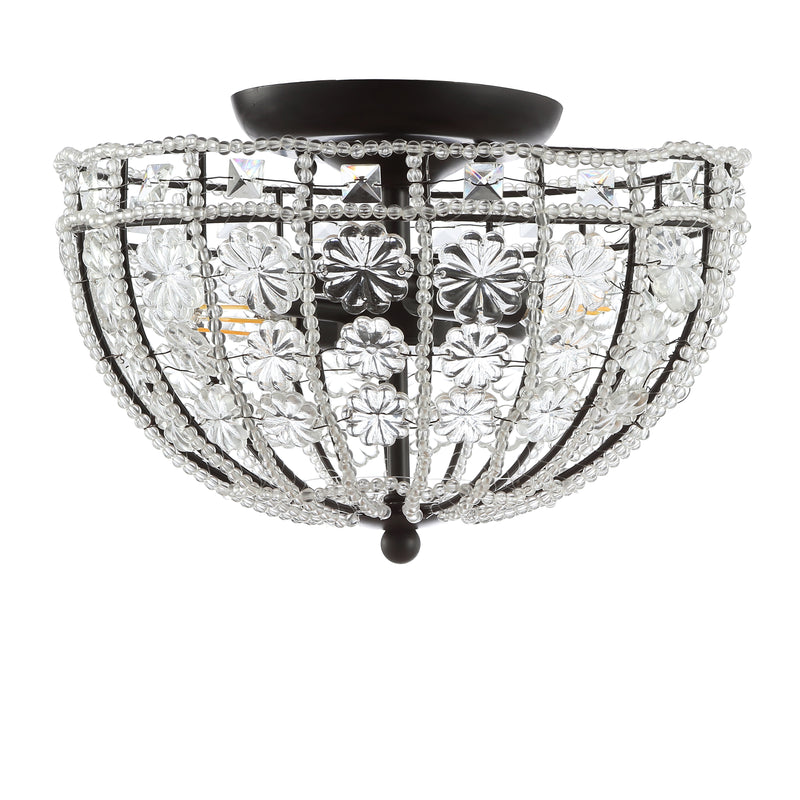 Jonathan Y Billie 12" Crystal Flower Metal/Acrylic LED Semi-Flush Mount