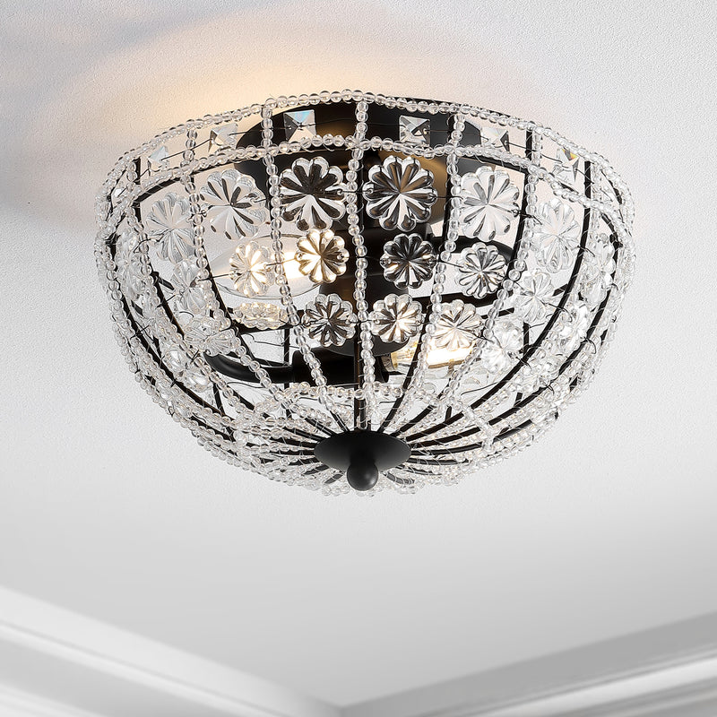 Jonathan Y Billie 12" Crystal Flower Metal/Acrylic LED Semi-Flush Mount