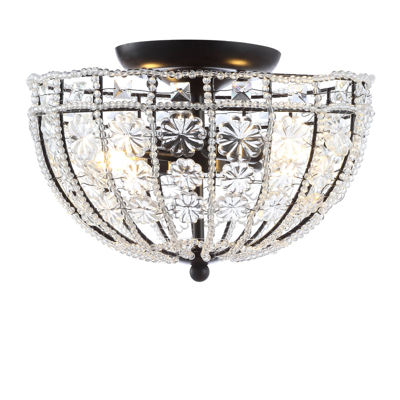 Jonathan Y Billie 12" Crystal Flower Metal/Acrylic LED Semi-Flush Mount