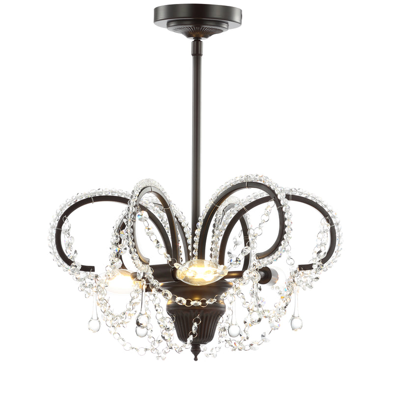 Jonathan Y Caroline 16" Metal/Crystal LED Adjustable Pendant